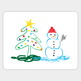 Ugly Christmas tree and snowman Magnet